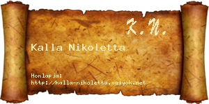 Kalla Nikoletta névjegykártya